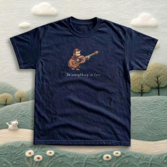 Other - Do Everything In Love Cartoon Monkey Navy Unisex Tee